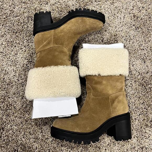 Marc Fisher Willoe Shearling Lined Cuffed Ankle Suede Boots